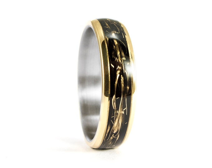 Titanium 18K Gold Ring, Black Gold Wedding Band. (04706_6N)