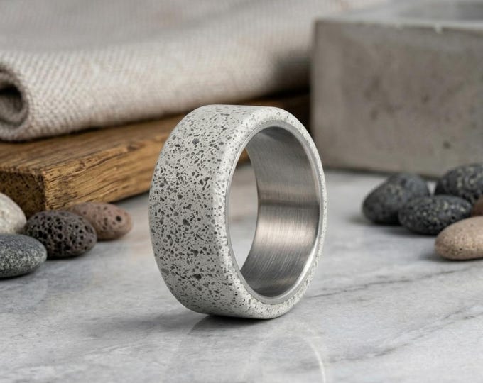 Titanium Men's Wedding Band, Matte Concrete Ring. (00705_7N)