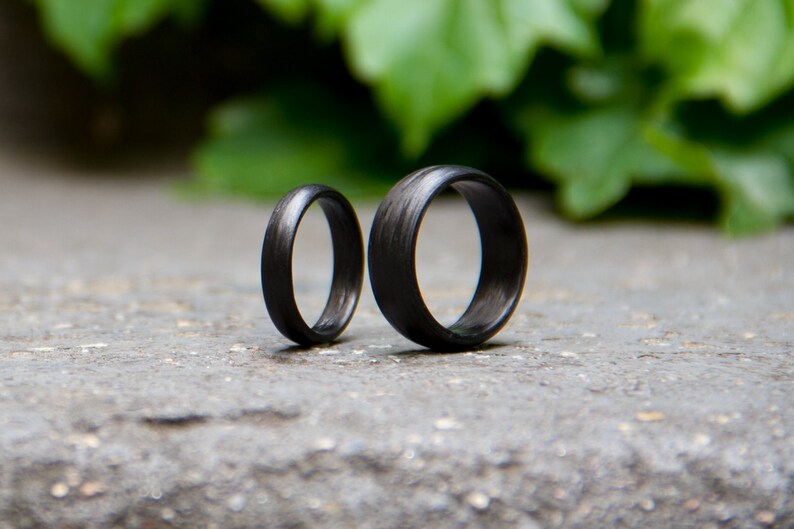Set of Two Carbon Fiber Round Wedding Bands. Unique and Modern Etsy