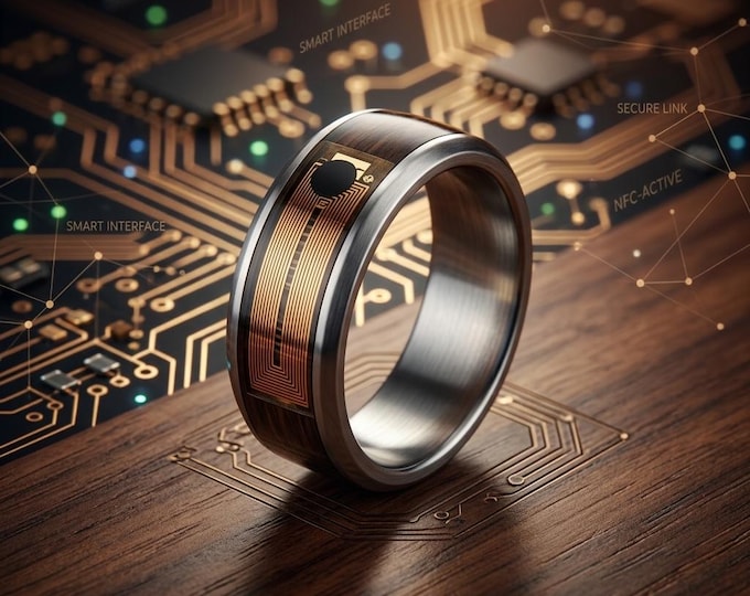 Handmade NFC Smart Ring, Titanium & Carbon Fiber Band.