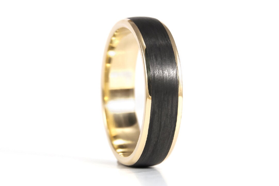 NFC Smart Ring Rounded Carbon Fiber. Black Matte Wedding Band