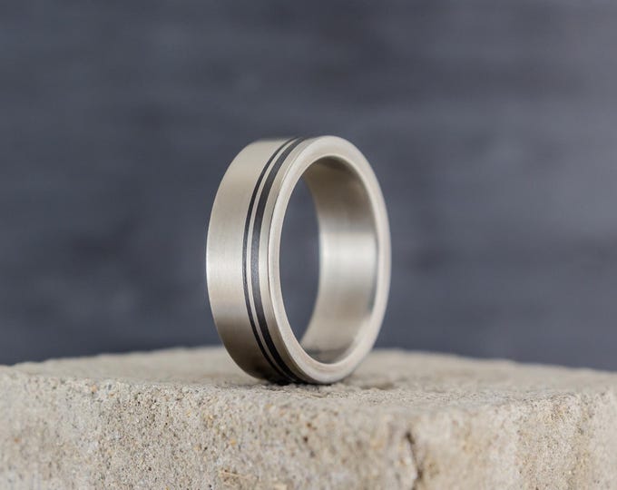 Matte Titanium Carbon Fiber Ring, Men's Wedding Band. (00336_6N)