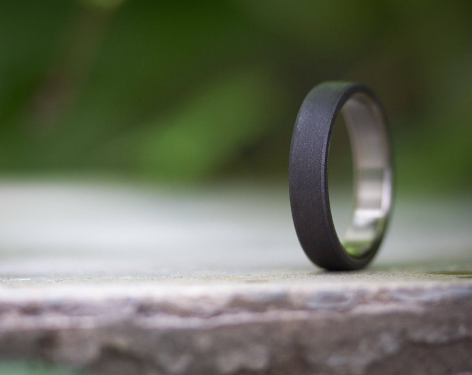 Titanium Graphite Ring, Dark Gray Matte Wedding Band. (01300_4N)