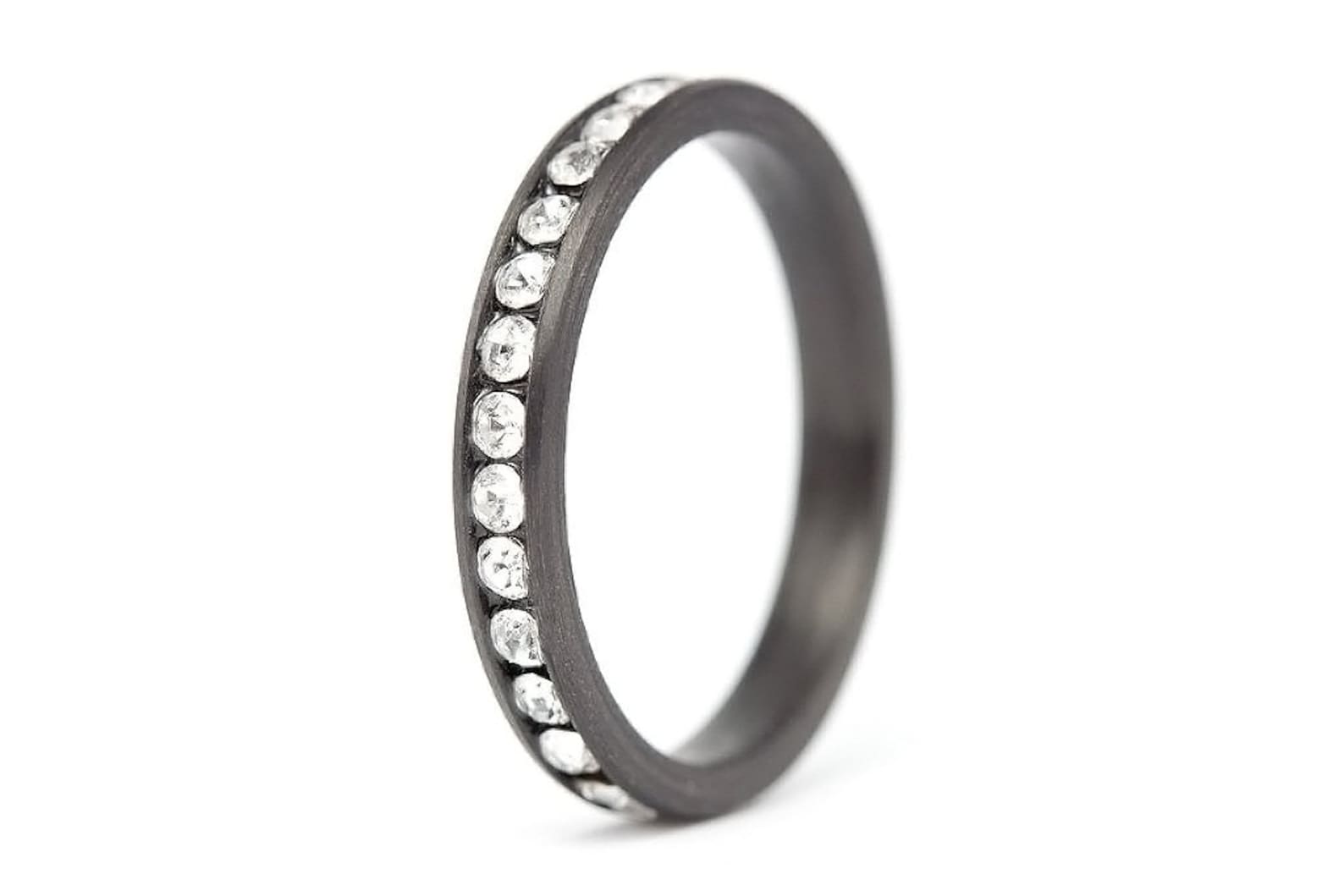 Carbon Fiber Eternity Ring. Black Engagement Ring for Her. Etsy