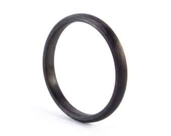 Carbon fiber ring for her. Black matte womens wedding band. Rounded carbon fiber thin engagement band. Alternative wedding ring  (00100_2N)