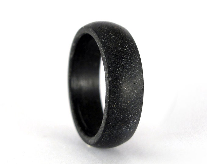 Handmade Matte Black Concrete Ring, Men's Wedding Band. (00601_7N)