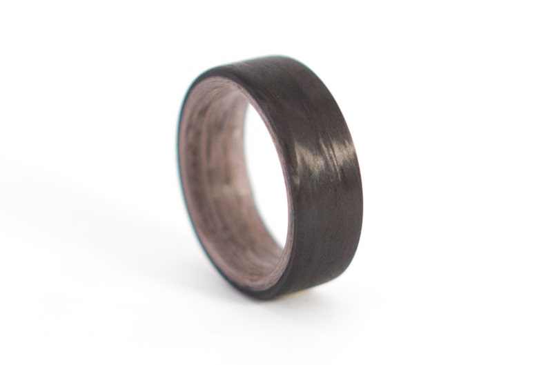 Natural wooden grey wood wedding band Men/'s black carbon fiber and bentwood ring 00401/_7N Water resistant and hypoallergenic.