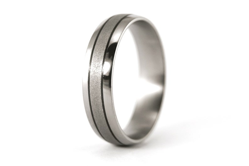 Titanium and Carbon Fiber Rounded Ring for Him. Sandblasted Etsy