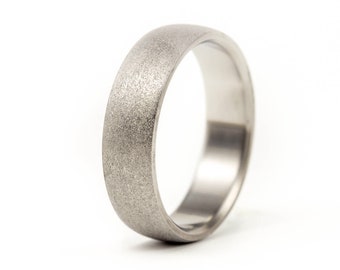 Sandblasted titanium ring for him. Round mens wedding band. Sandblasted alternative wedding ring. Titanium engagement band (00011_7N)