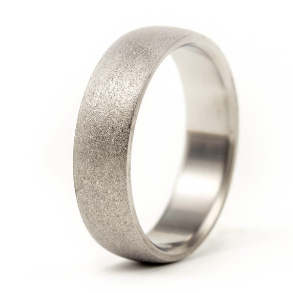 Sandblasted titanium ring for him. Round mens wedding band. Sandblasted alternative wedding ring. Titanium engagement band (00011_7N)