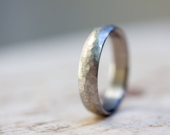 Hammered Titanium Ring, Matte Wedding Band, Hypoallergenic. (00021_5N)