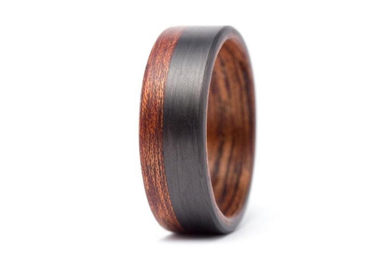 Men's Bentwood and Carbon Fiber Ring. Modern and Natural Etsy