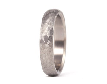 Hammered titanium ring for her. Matte titanium womens wedding band. Hammered engagement ring for her. Hypoallergenic ring  (00021_4N)