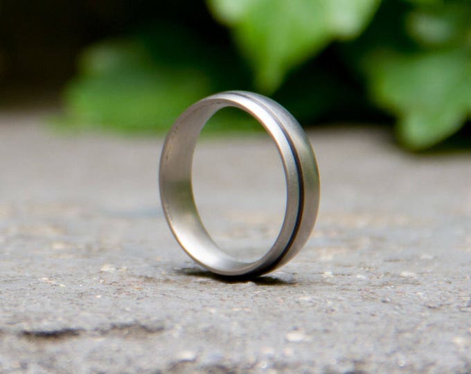 Handmade Titanium Carbon Fiber Ring, Matte Mens Wedding Band. (00301_7N)