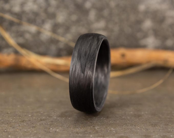 Matte Carbon Fiber Ring, Black Mens Wedding Band. (00100_7N)