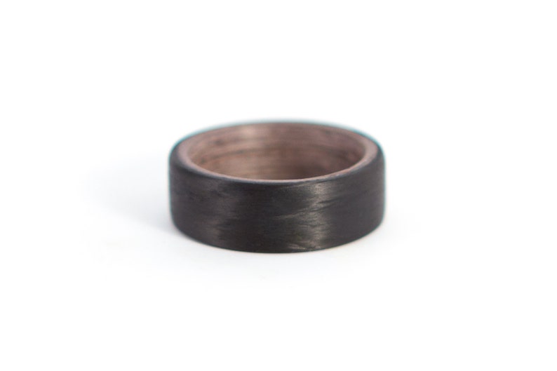 Natural wooden grey wood wedding band Men/'s black carbon fiber and bentwood ring 00401/_7N Water resistant and hypoallergenic.