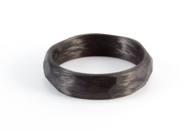 Hammered Carbon Fiber Ring for Him. Black Mens Wedding Band. Etsy
