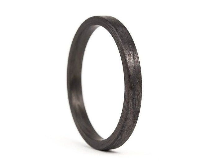 Matte Black Carbon Fiber Ring, Thin Wedding Band.  (00101_2.5N)