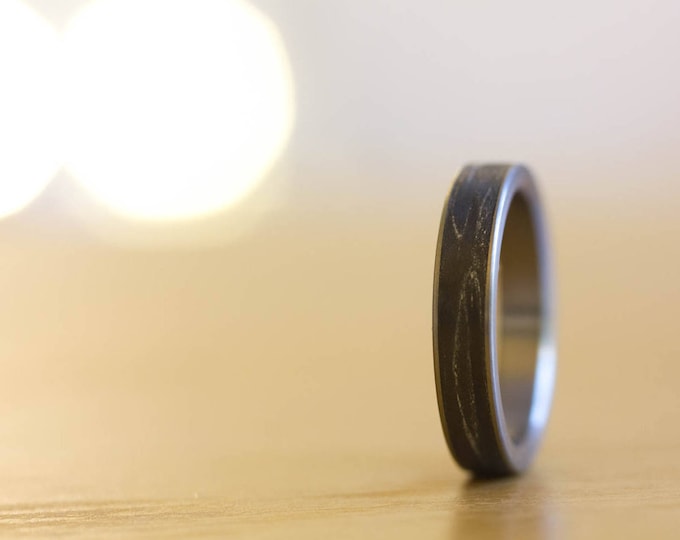 Titanium Carbon Fiber Ring, Black Wedding Band, Lightweight. (00338_4N)