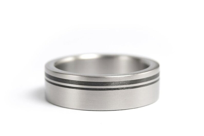 Titanium and Carbon Fiber Ring for Her. Matte Titanium Etsy