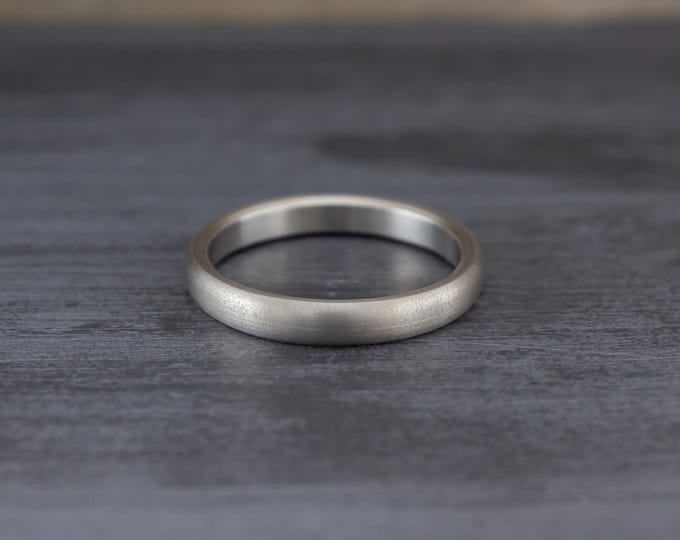 Matte Titanium Wedding Band, Hypoallergenic Ring for Her. (00003_4N)