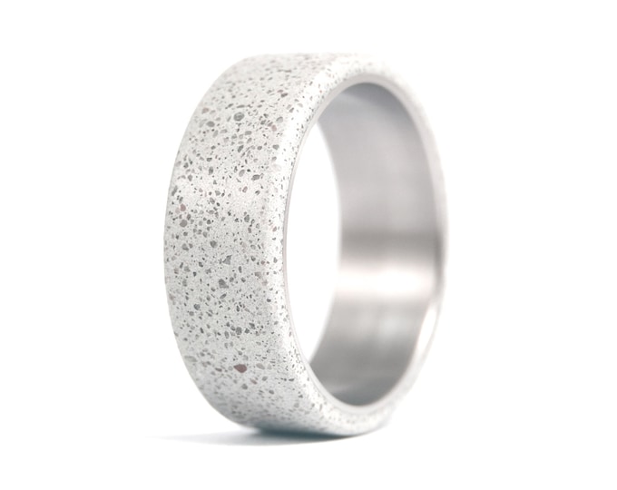 Titanium Men's Wedding Band, Matte Concrete Ring. (00705_7N)
