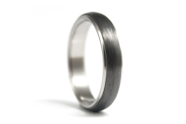 Titanium and Carbon Fiber Ring for Her. Matte Titanium Black Etsy