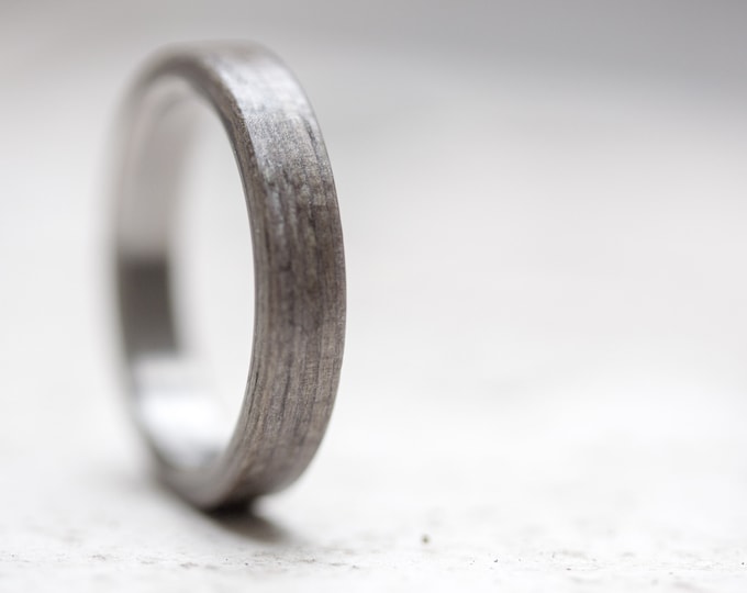 Titanium Bentwood Ring, Matte Gray Wood Wedding Band. (00500_4N)