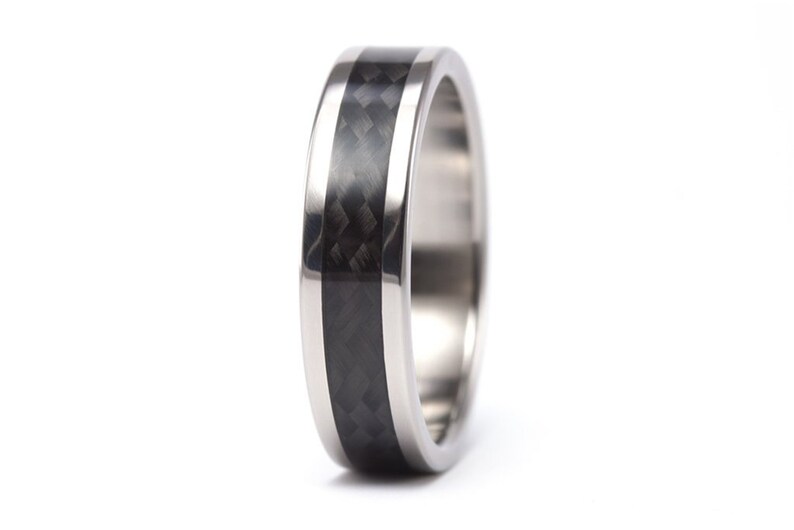 Titanium and Carbon Fiber Ring for Him . Black Mens Engagement Etsy