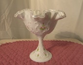 Signed Fenton Spanish Lace Compote Candy Dish