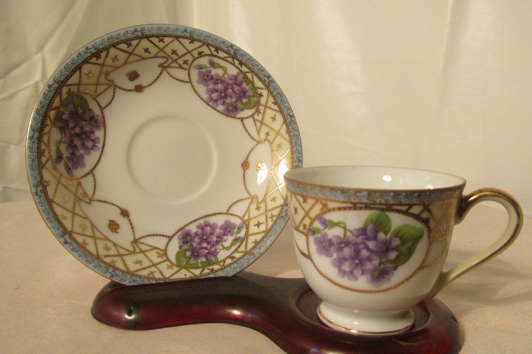 Hand Painted Demi Tea Cup and Saucer Etsy