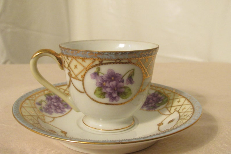 Hand Painted Demi Tea Cup and Saucer Etsy
