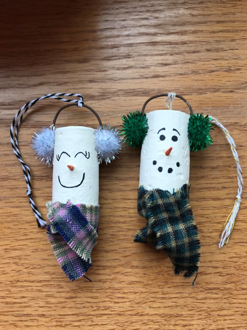 Snowman wine cork ornament set | Etsy