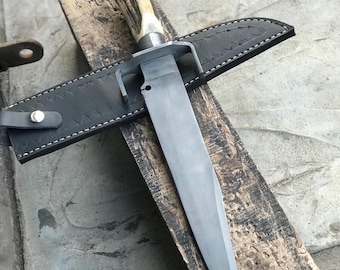 Cuchillo Bowie artesanal – Hoja de acero 440C, funda de cuero, herramienta para acampar al aire libre
