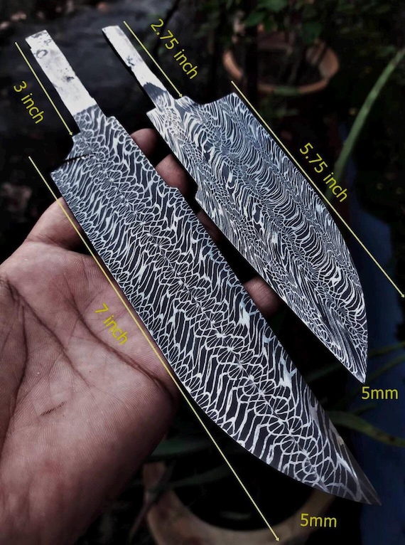 Hand-Forged Spirograph Damascus Knife Blade – Custom Knife Making