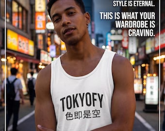 Koszulka bez rękawów TOKYOFY z japońskimi znakami | Minimalistyczna azjatycka typografia 111