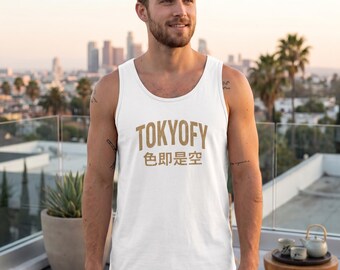 Camiseta sin mangas TOKYOFY con estampado de caracteres japoneses | Estilo urbano minimalista