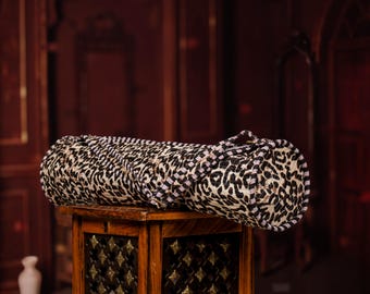 Leopard Print Yoga Mat Bag, Quilted Cotton Yoga Carrier with Strap, Handmade Yoga Bag, Adjustable Sling Yoga Tote, Gift for Yoga Lover