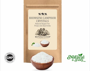 Bhimseni Camphor Crystals | Natural Kapoor | Pure Camphor | Indian Puja & Aromatic Use| GMP CERTIFIED PRODUCTs