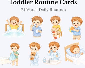 Cartes de routine pour tout-petits | Programme visuel Montessori pour enfants (téléchargement numérique)
