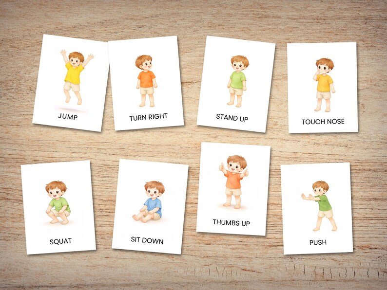 Toddler Movement Cards | Action Flashcards | Montessori Preschool Activities (PDF Download) image 2