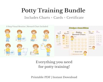 Potty Training Bundle | Montessori Toddler Routine Chart, Reward Chart & Certificate (Printable PDF)