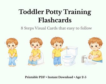 Cartes visuelles d'apprentissage de la propreté pour les tout-petits | Fiches de routine Montessori (PDF imprimable)