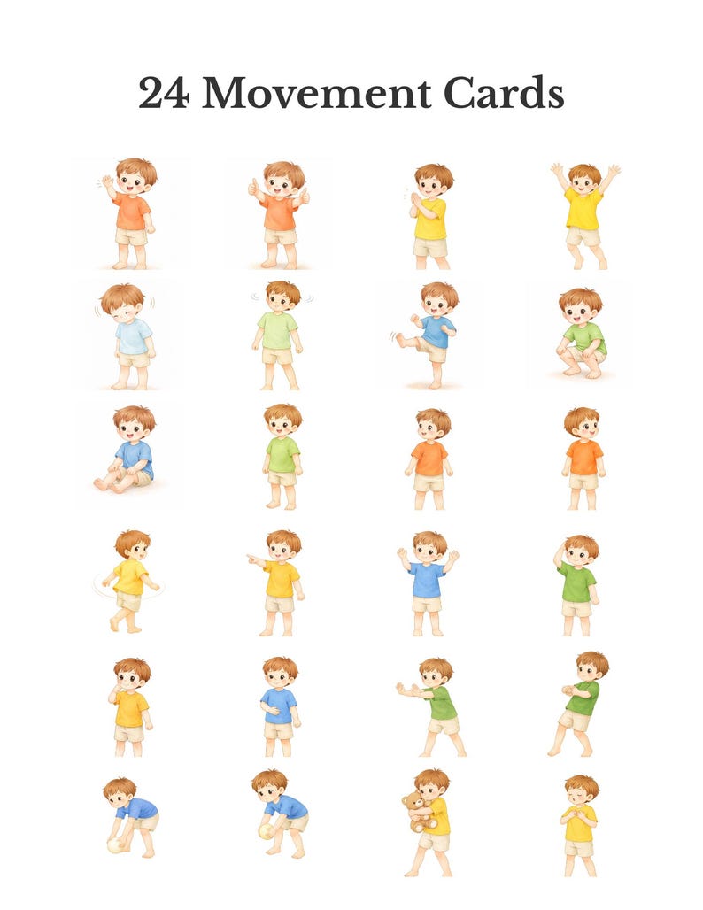 Toddler Movement Cards | Action Flashcards | Montessori Preschool Activities (PDF Download) image 4