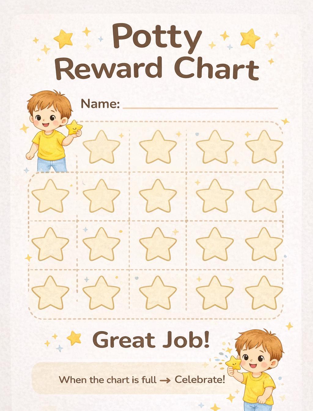 Potty Training Chart | 8 Step Visual Routine, Reward Chart (PDF ...