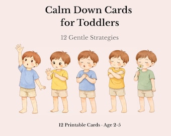 Toddler Calm Down Cards | Montessori Emotional Regulation Strategies | Calm Corner Printable
