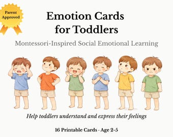 Cartes Flash Emotion Montessori | Apprentissage social et émotionnel pour les tout-petits (PDF imprimable) de 2 à 5 ans