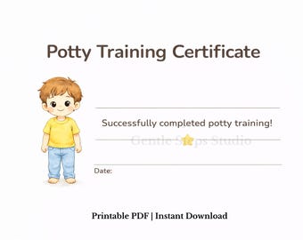 Potty Training Certificate | Toddler Reward Chart (PDF Download)