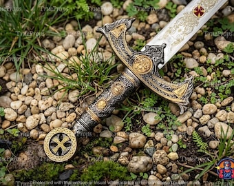 Handmade Knights Templar Sword | Stainless Steel Replica with Leather Sheath