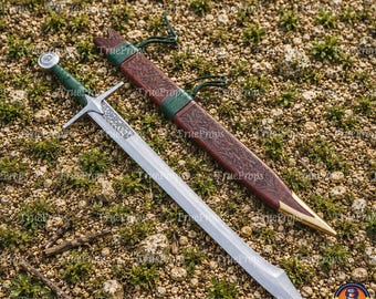 40” High Carbon Steel Falchion Sword | Handcrafted Medieval Single Edge Blade with Leather Scabbard